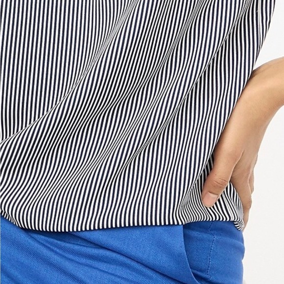 JCrew Sleeveless Button Back Shell Blouse, Blue and White - Picture 3 of 5